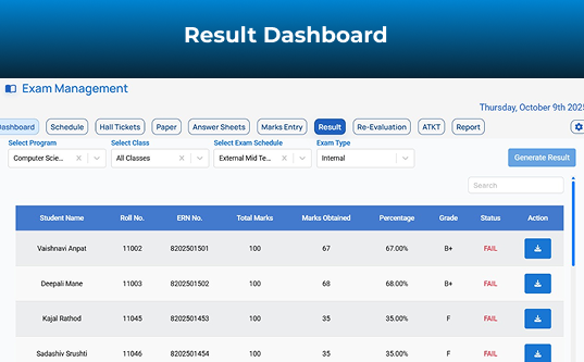 Result dashboard