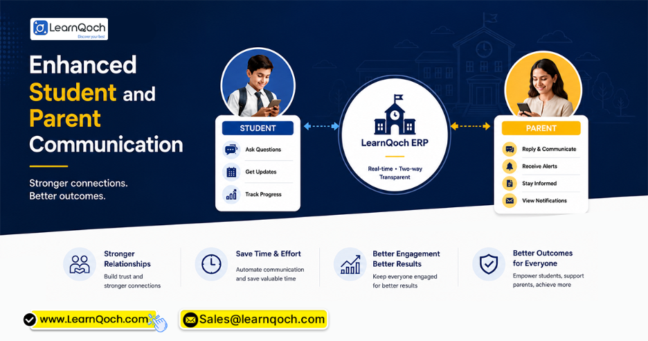 Enhanced Student and Parent communication with LearnQoch ERP. 